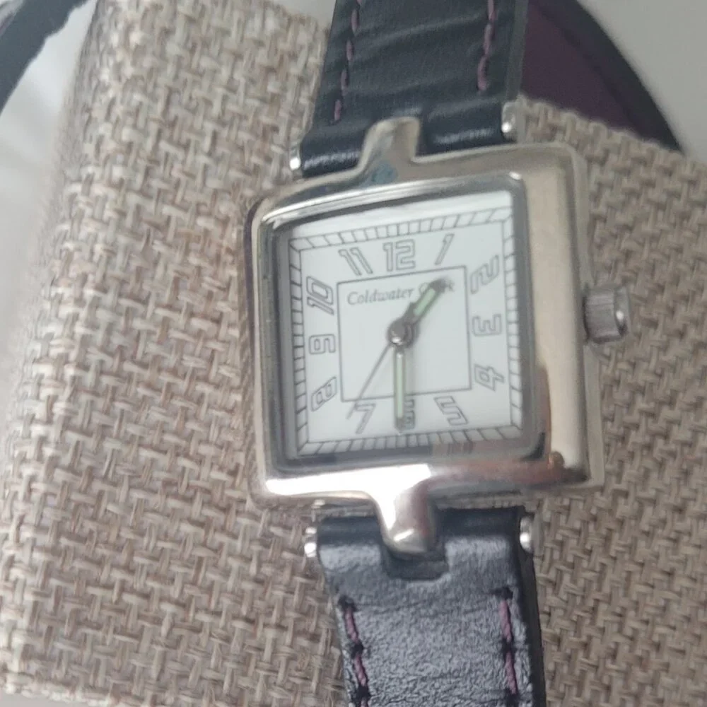 Watch Leather Wrap Band Black & Purple Coldwater Creek Ladies